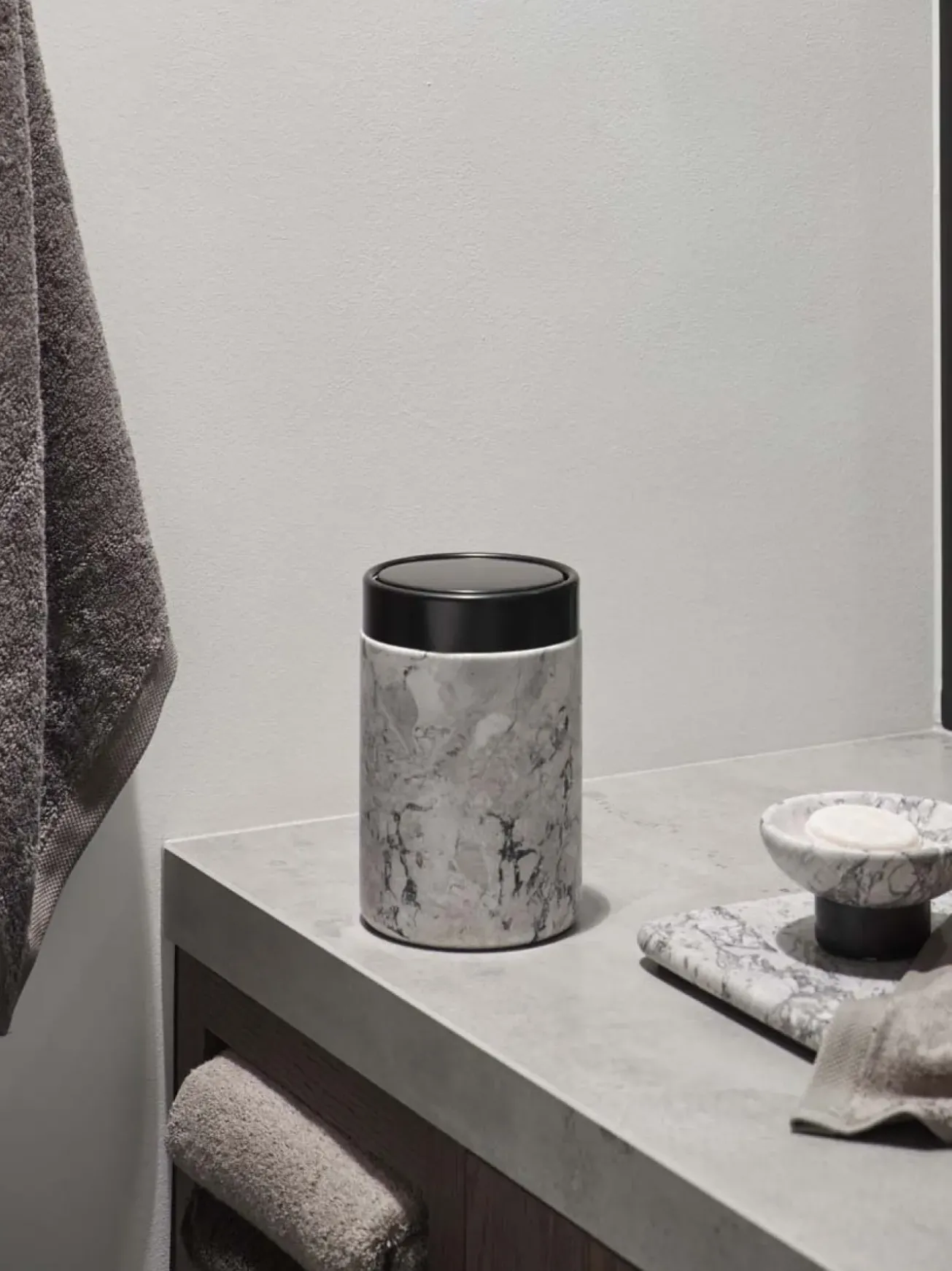 Bath & Living Aquanova Cosmetics waste bin NERO color Alba (grey)