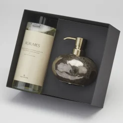 Bath & Living Aquanova Giftbox Ugo soap dispenser Vintage Bronze Paris soap Agrumes (GIFTUGODIS854-AGR)
