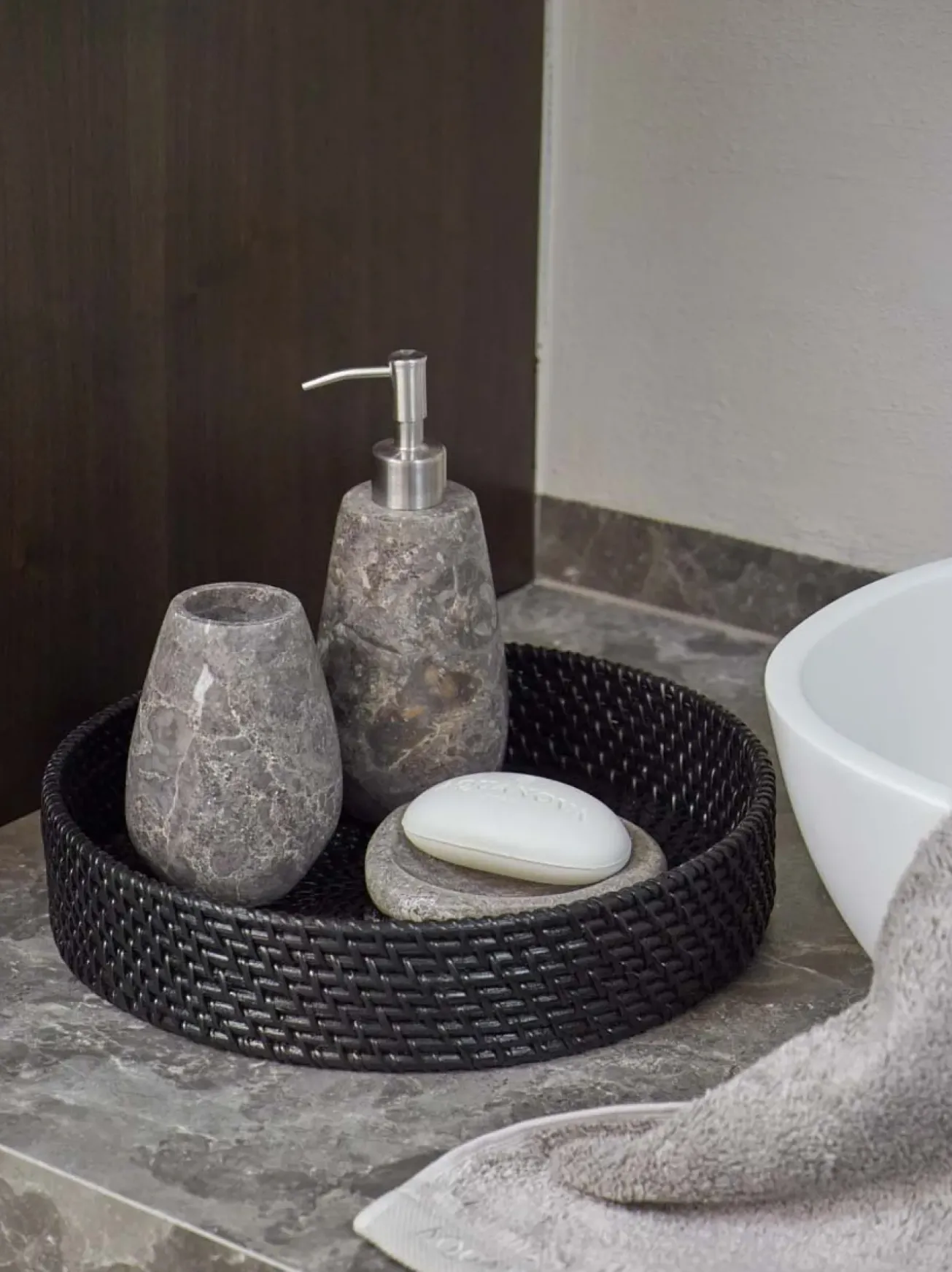 Bath & Living Aquanova Toilet brush holder CONOR color Greige, (gray / beige)