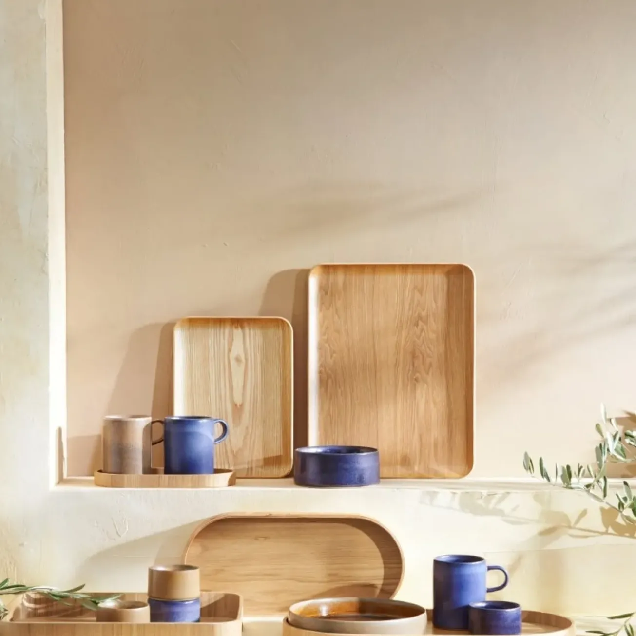 Bath & Living ASA Selection WOOD wooden tray rectangle 35 x 27 cm