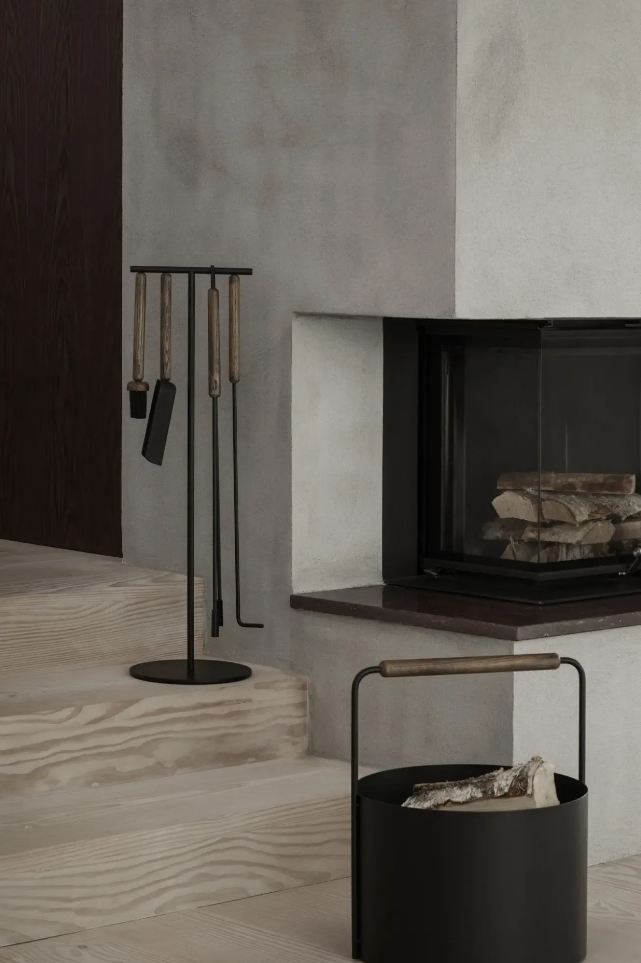 Bath & Living Blomus ASHI 3-piece fireplace set wall (brown oak) 66161
