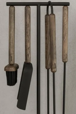 Bath & Living Blomus ASHI 3-piece standing fireplace set (brown oak) 66157