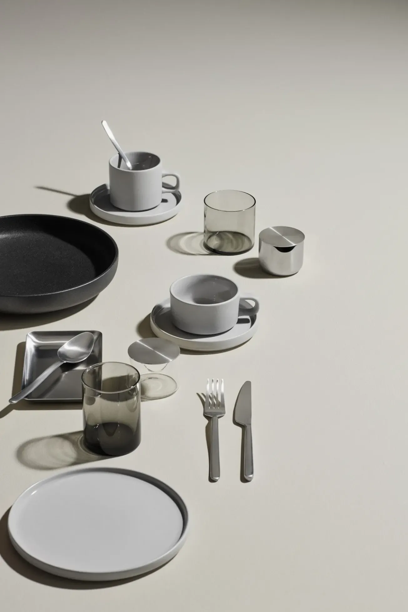 Bath & Living Blomus PILAR 2 tea cups 170 ml with saucer Mirage Gray (63912)