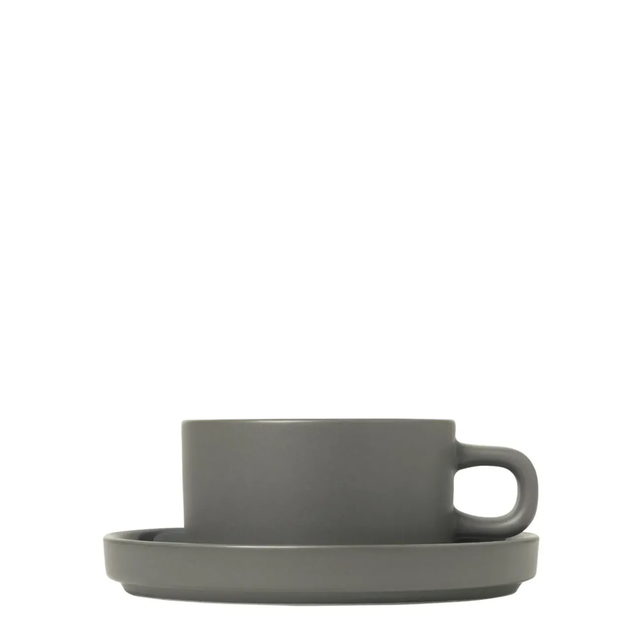 Bath & Living Blomus PILAR 2 tea cups 170 ml with saucer color Pewter (63975)