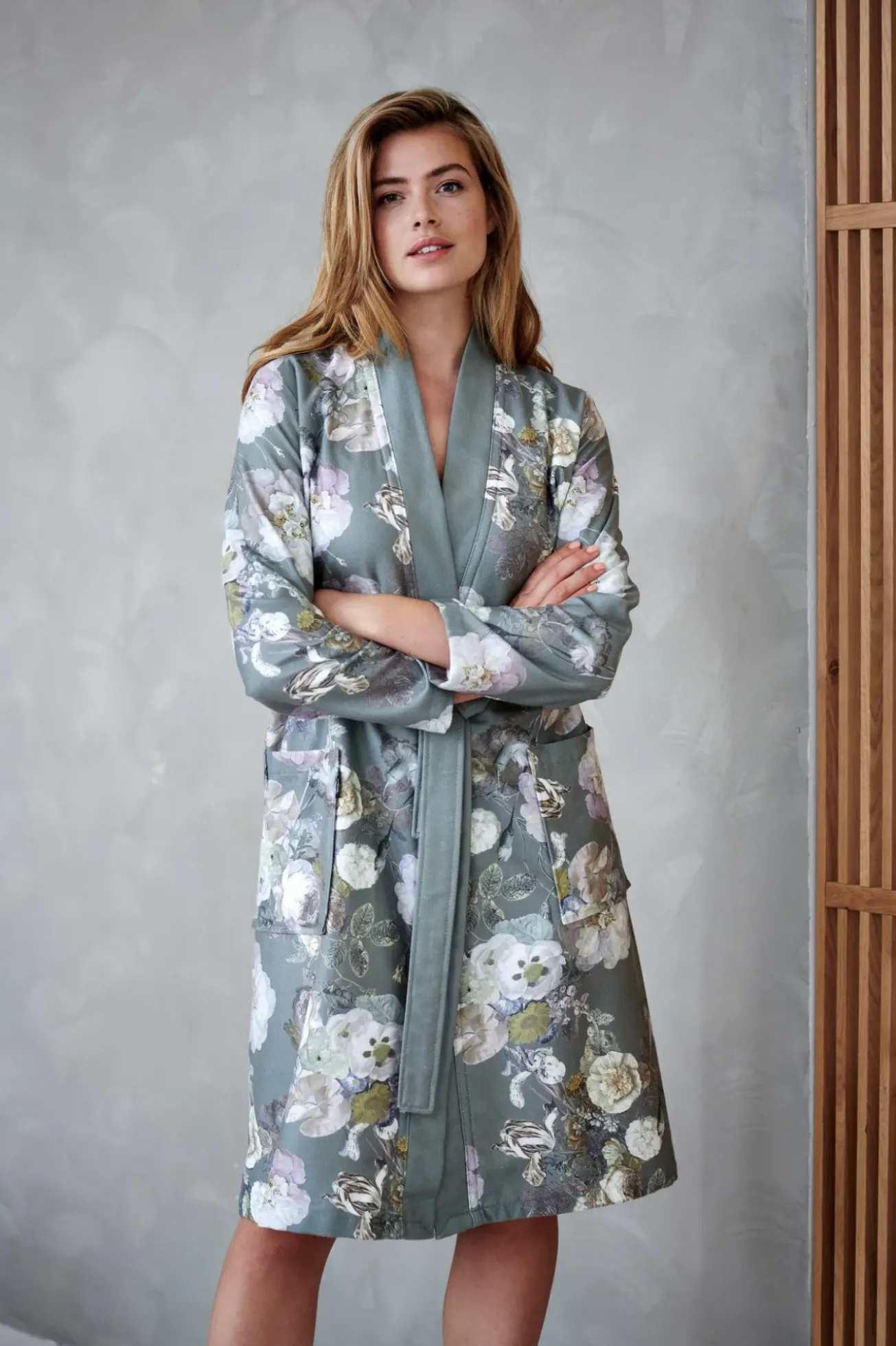 Bath & Living Vandyck Bathrobe ABBEY color Sage Green (BAGE22201)