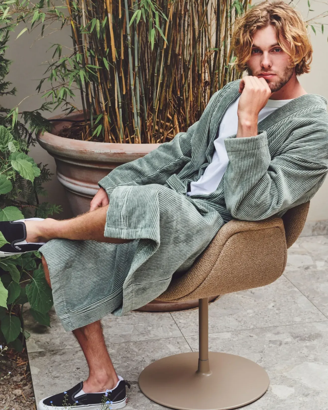 Bath & Living Vandyck Bathrobe ANTONIO color Olive-113