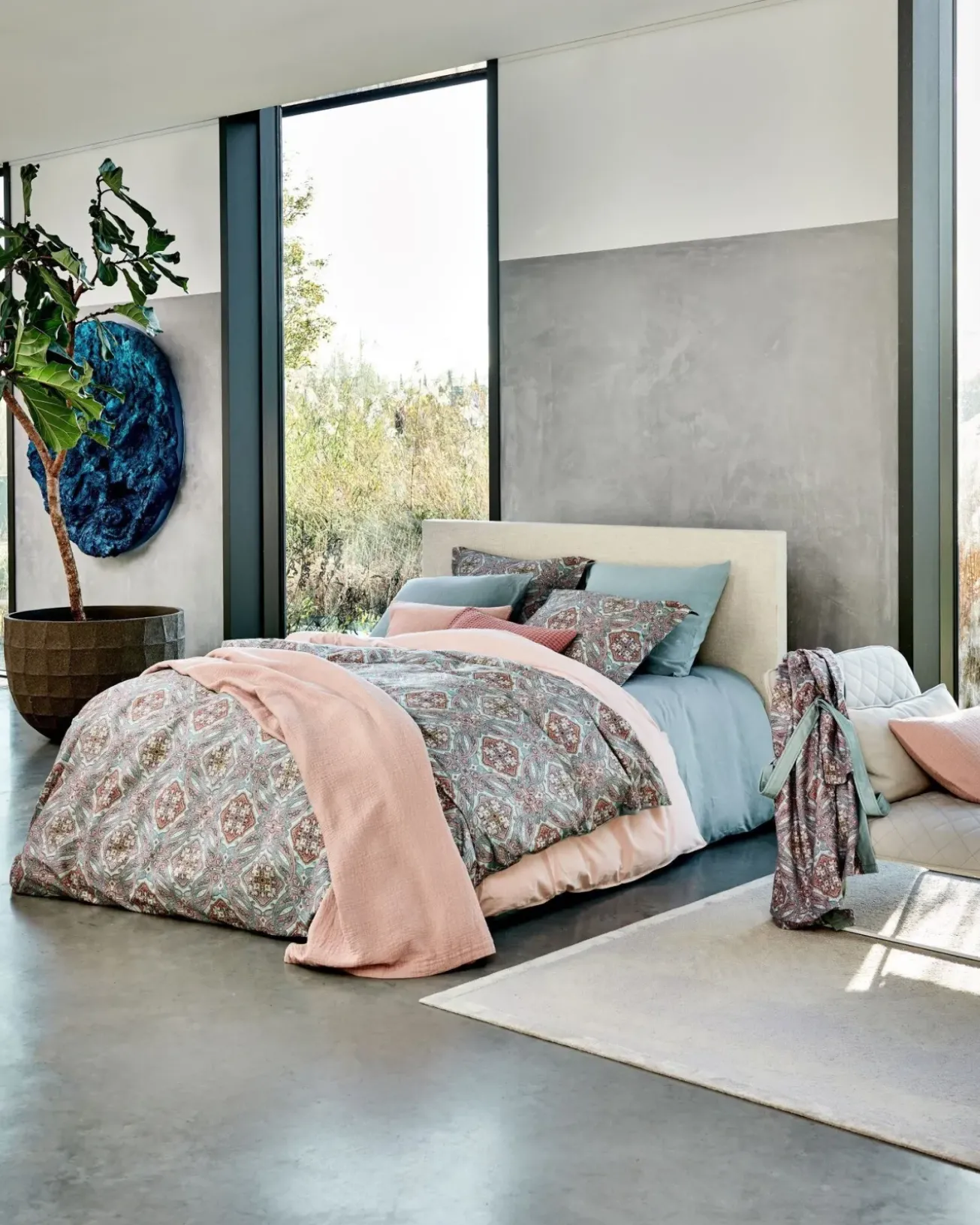 Bath & Living Vandyck Bathrobe RUBY color Pearl Blue
