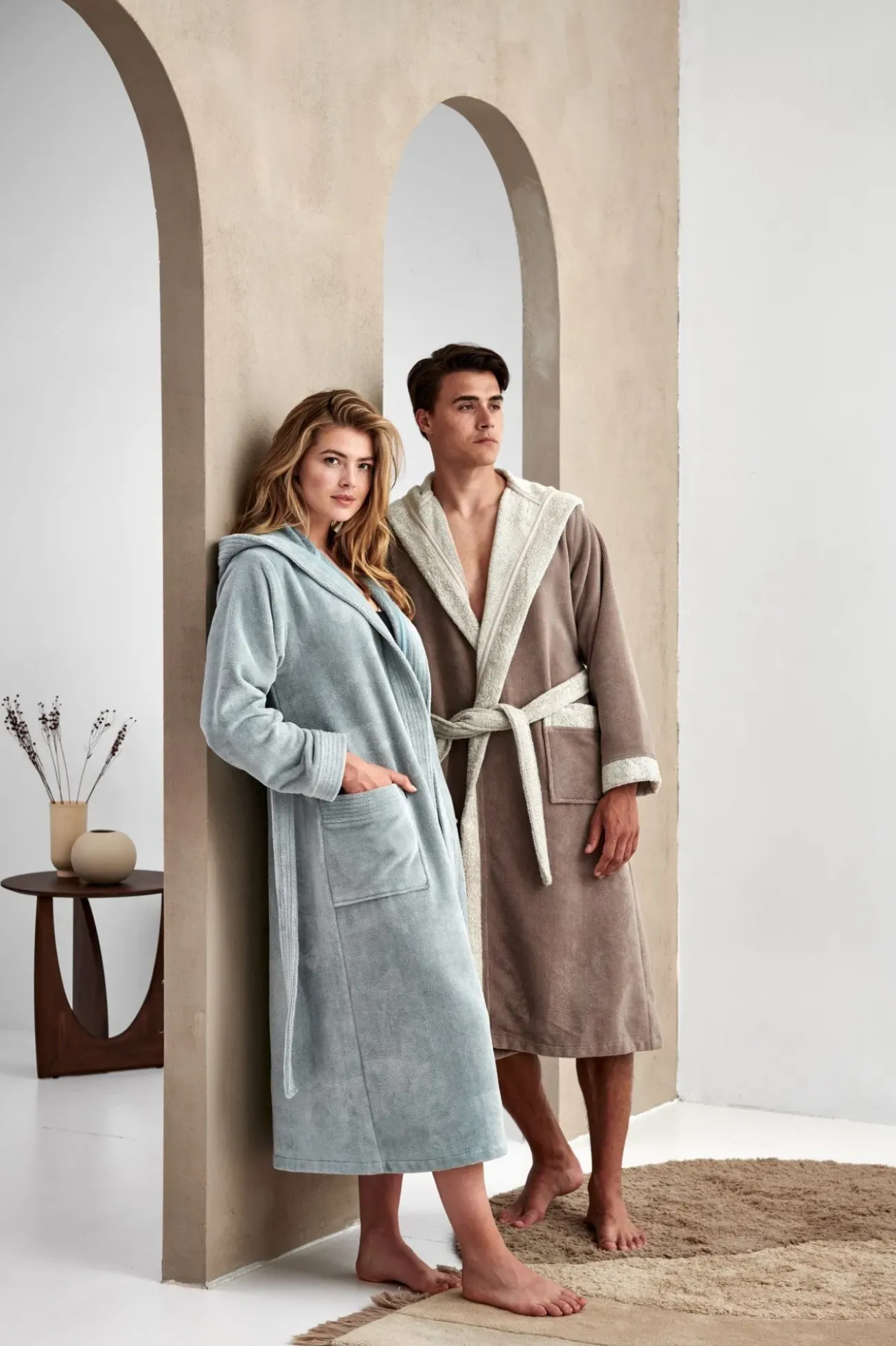 Bath & Living Vandyck Bathrobe TAYLOR color Pearl Blue (BAGE22205)