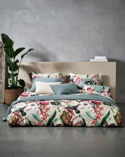 Bath & Living Vandyck Duvet cover FLOWER MIX Pearl Blue 240x220 cm (satin cotton)