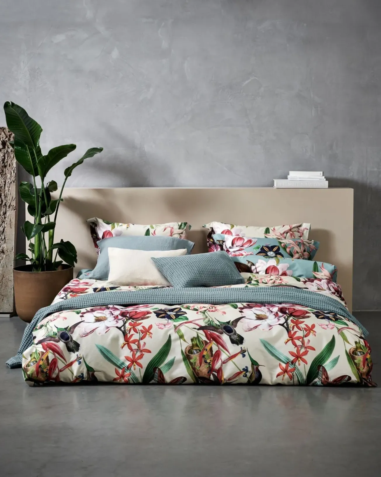 Bath & Living Vandyck Duvet cover FLOWER MIX Pearl Blue 140x220 cm (satin cotton)