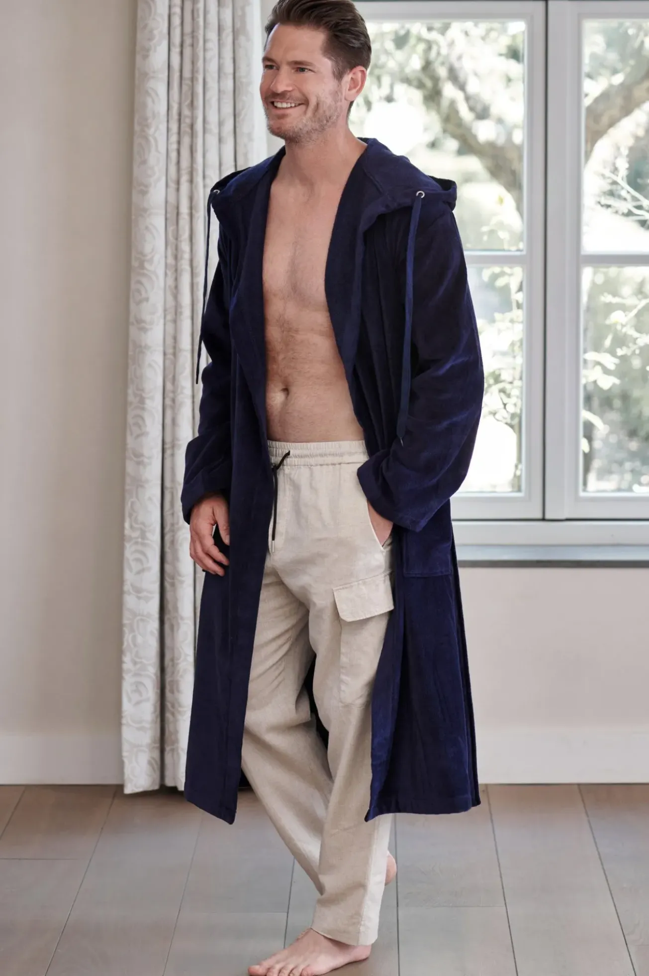 Bath & Living Vandyck RIO bathrobe color Dark Navy-045 (BAGE16202)