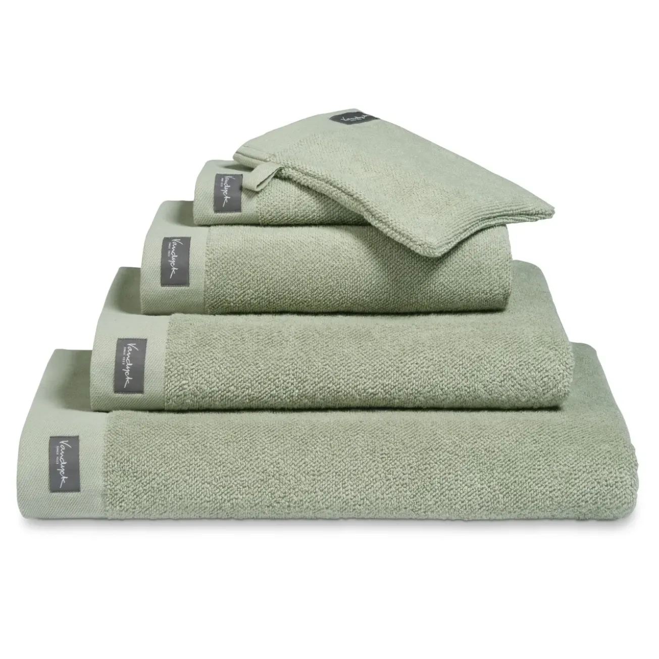 Bath & Living Vandyck Washcloth HOME collection Uni Smoke Green (BAKC13202) set/6 pieces