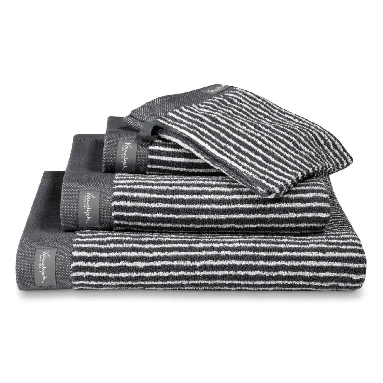 Bath & Living Vandyck Washcloth HOME Petit Ligne Off Black (BAKC15101) set/6 pieces