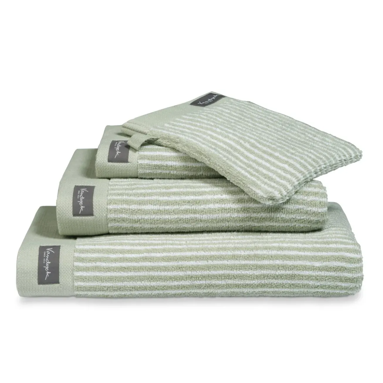 Bath & Living Vandyck Washcloth HOME Petit Ligne Smoke Green (BAKC15101) set/6 pieces