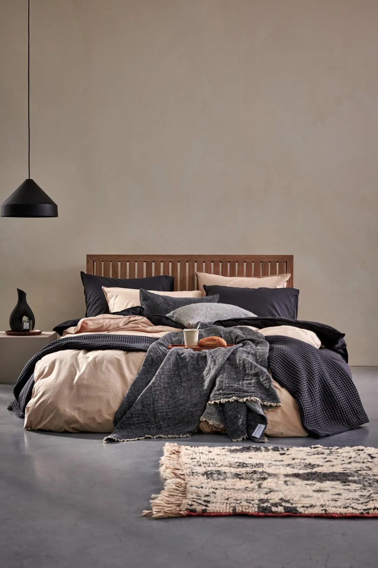 Bath & Living Vandyck WASHED COTTON pillowcase 60x70 cm, Off Black (cotton)